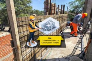 Ingeniero con lentes de realidad virtual mostrando un modelo 3d y de fondo una construcción tradicional en Perú